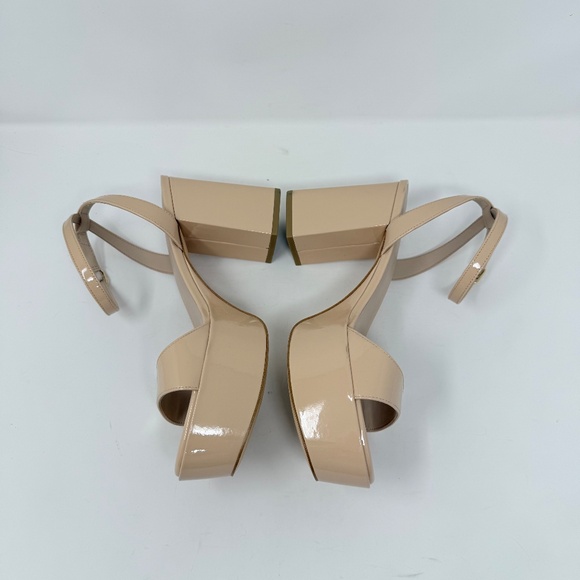 New Stuart Weitzman Gala Patent Leather Sandals Golden Beige Sz 10 - Picture 12 of 14